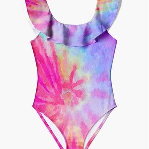 NWT Stella Cove Pink Tie Dye Ruffled Swimsuit Sz 14